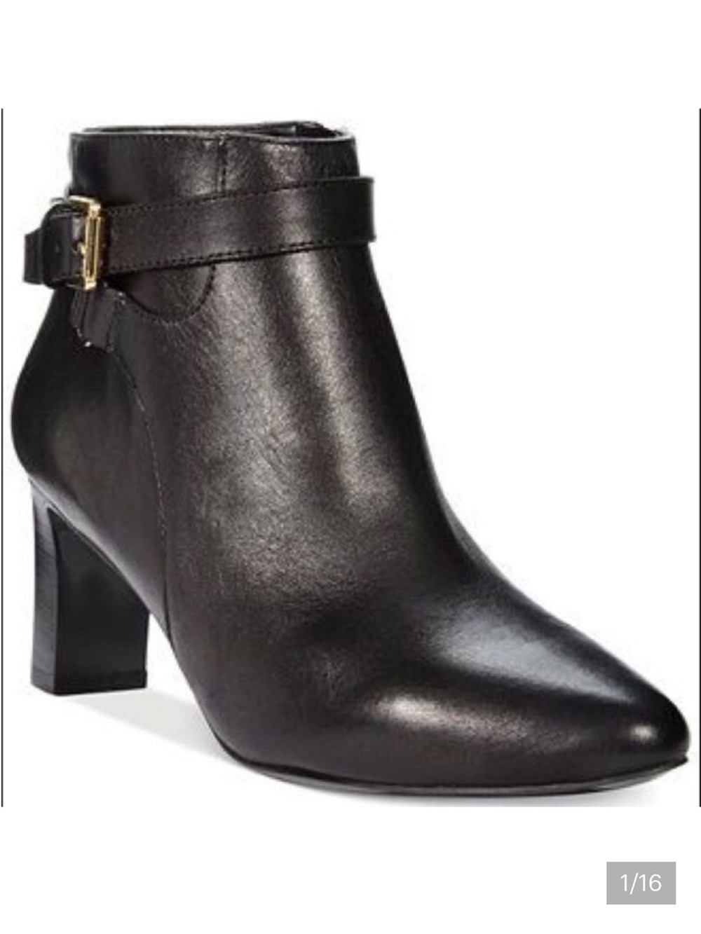 Lauren Ralph Lauren Nara Buckle Ankle Boots Women's Black Leather Ankle Boot 6.5